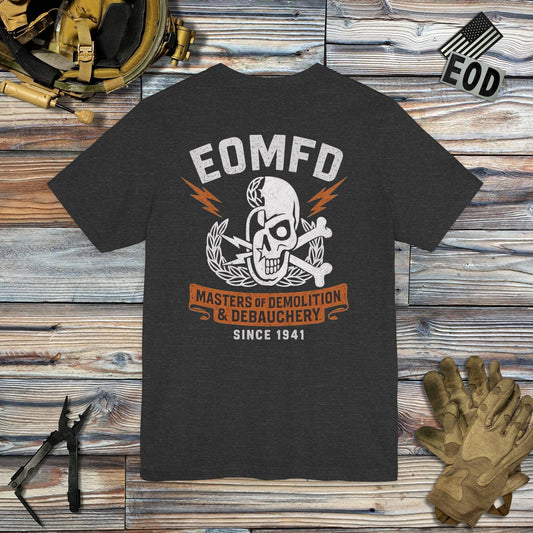 K-Factor Supply Co Demolition and Debauchery Mk 2 (Back Print) T-Shirt Dark Grey Heather / S