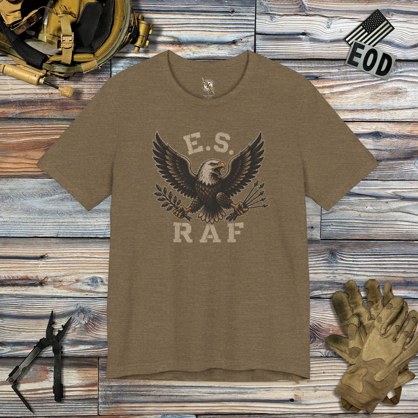 K-Factor Supply Co Eagle Squadron Mk 2 - RAF T-Shirt Heather Olive / S