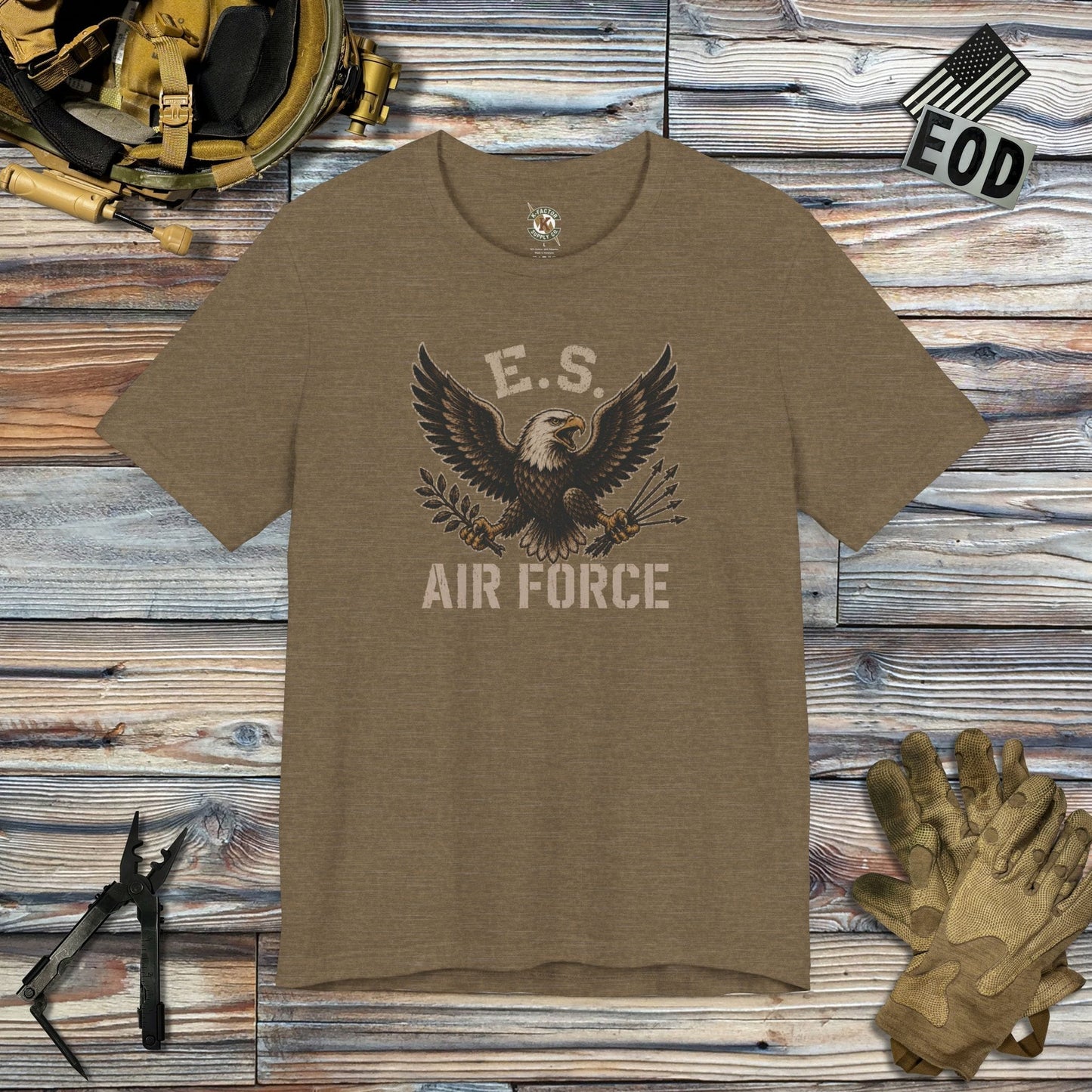 K-Factor Supply Co Eagle Squadron Mk 2 - USAF T-Shirt Heather Olive / S