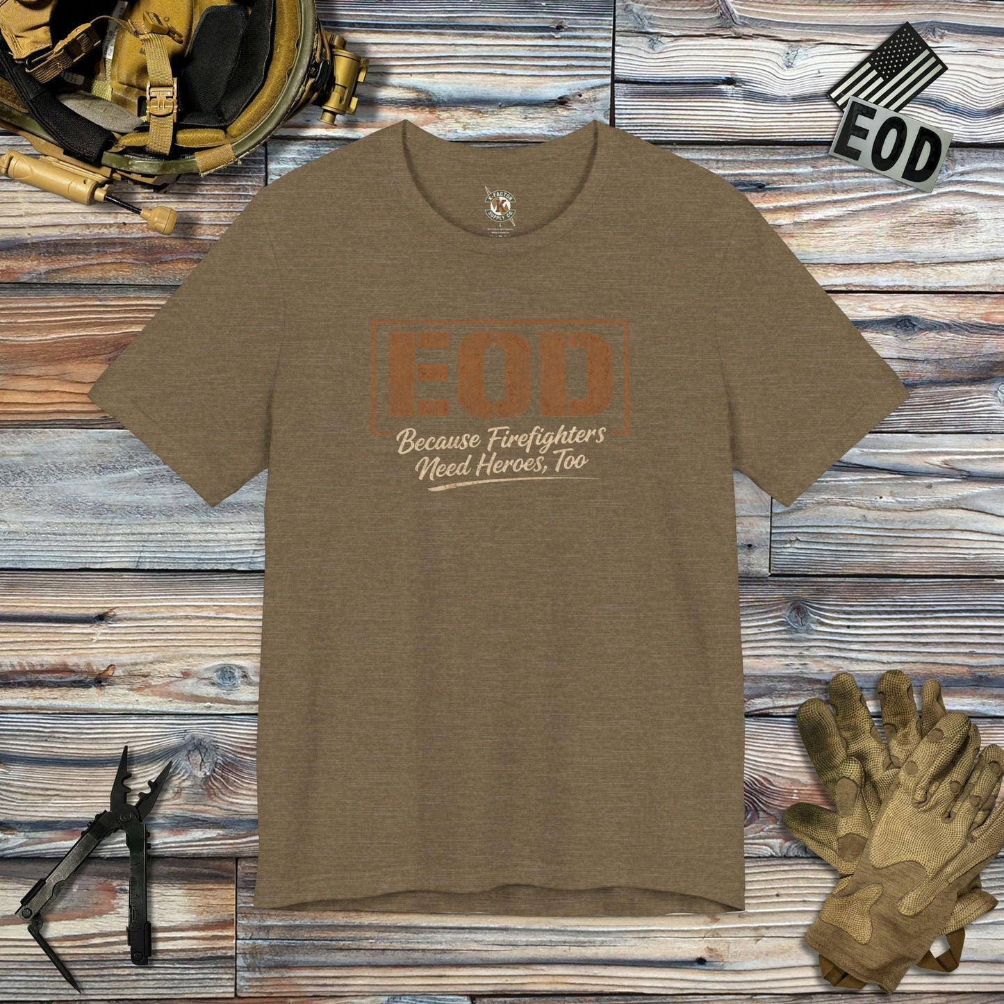 K-Factor Supply Co EOD: Heroes T-Shirt Heather Olive / S