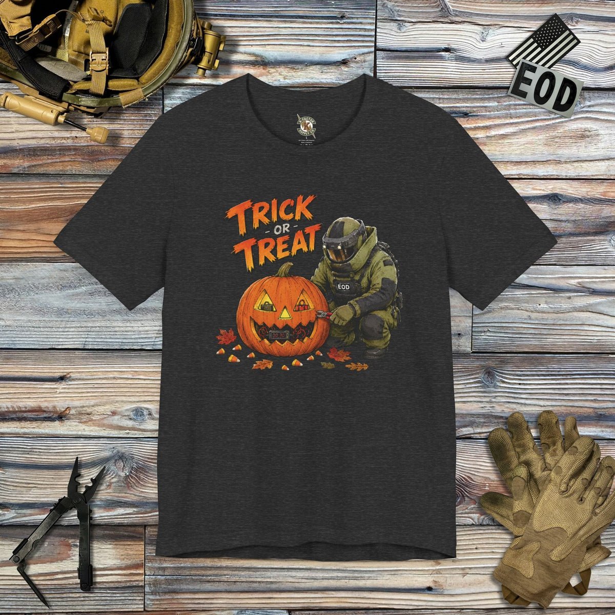 K-Factor Supply Co EOD Trick-or-Treat T-Shirt Dark Grey Heather / S