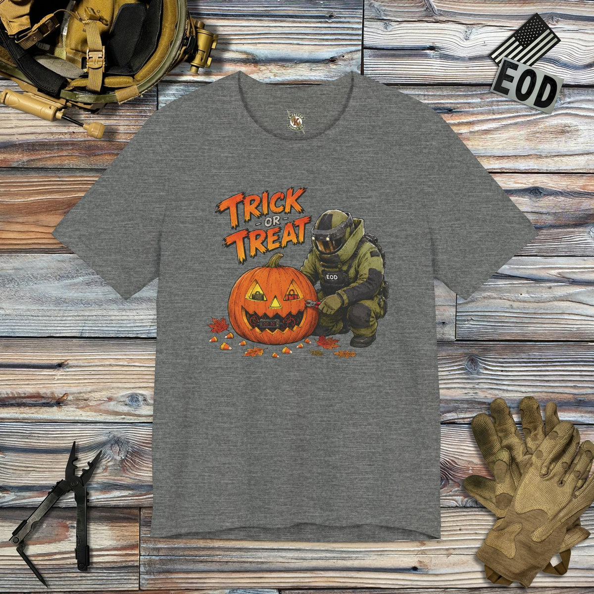 K-Factor Supply Co EOD Trick-or-Treat T-Shirt Deep Heather / S