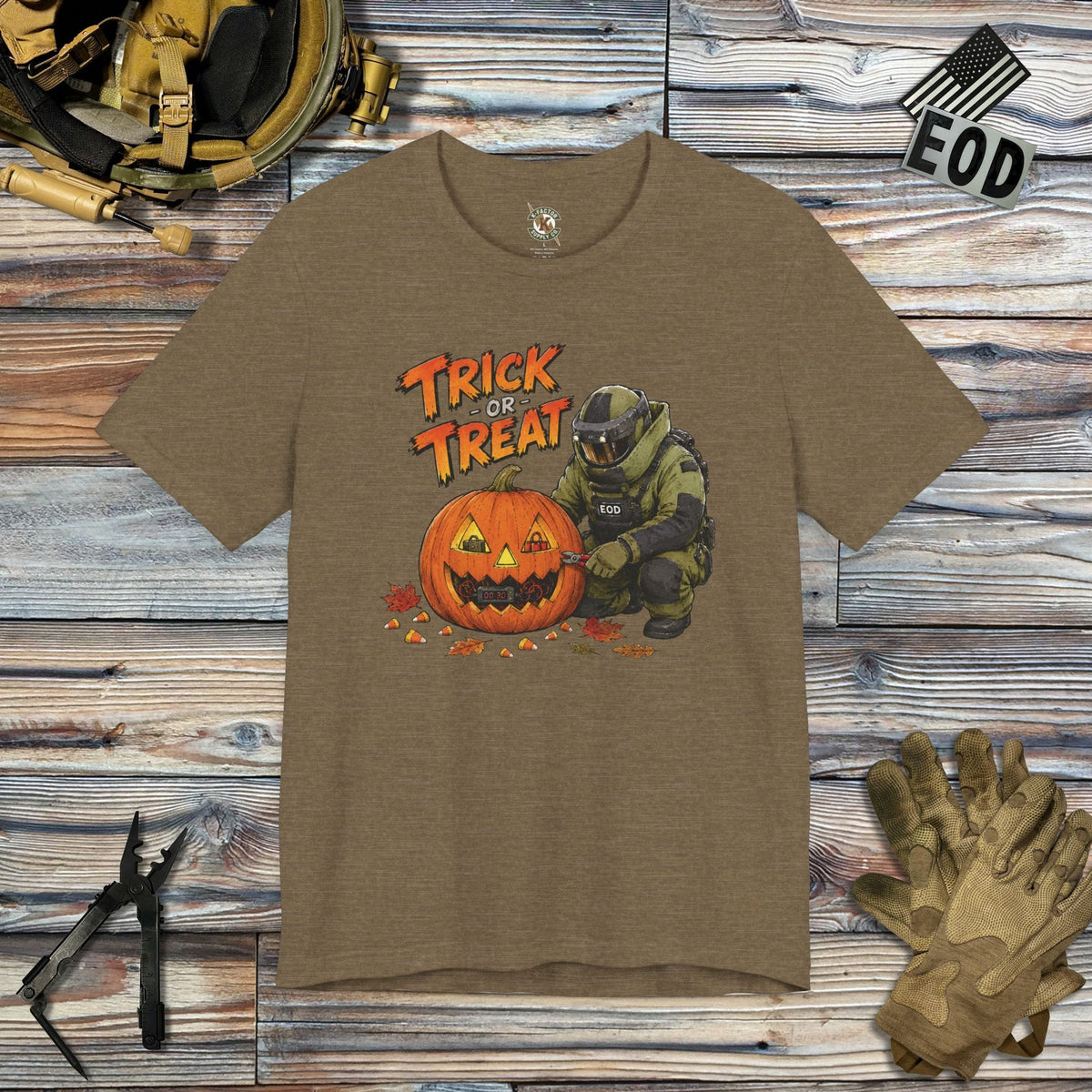 K-Factor Supply Co EOD Trick-or-Treat T-Shirt Heather Olive / S