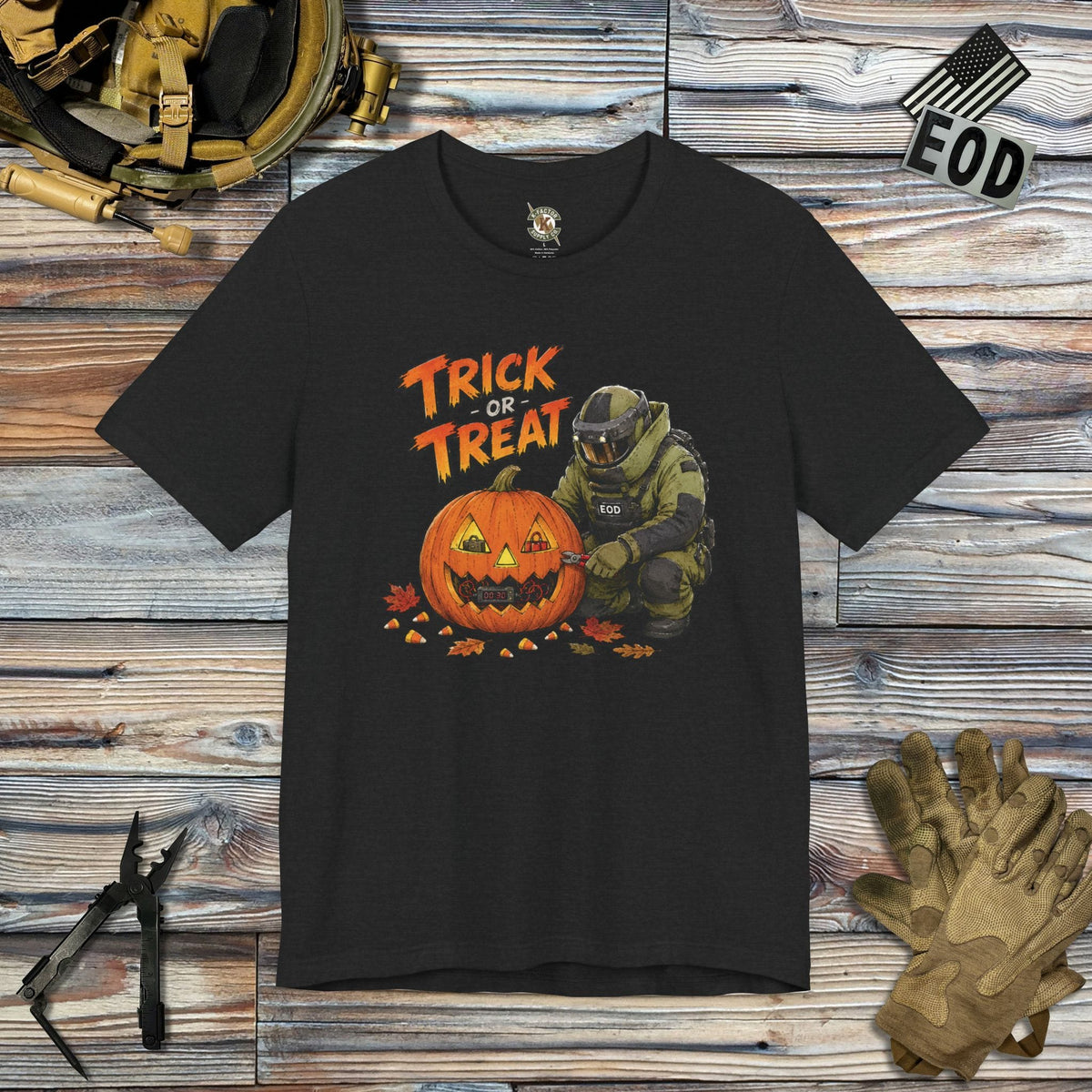 K-Factor Supply Co EOD Trick-or-Treat T-Shirt Solid Black Blend / S