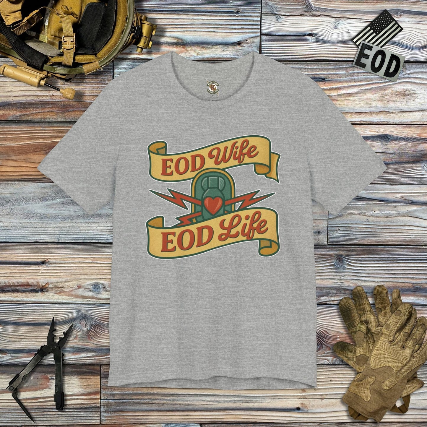 K-Factor Supply Co EOD Wife EOD Life T-Shirt Athletic Heather / S