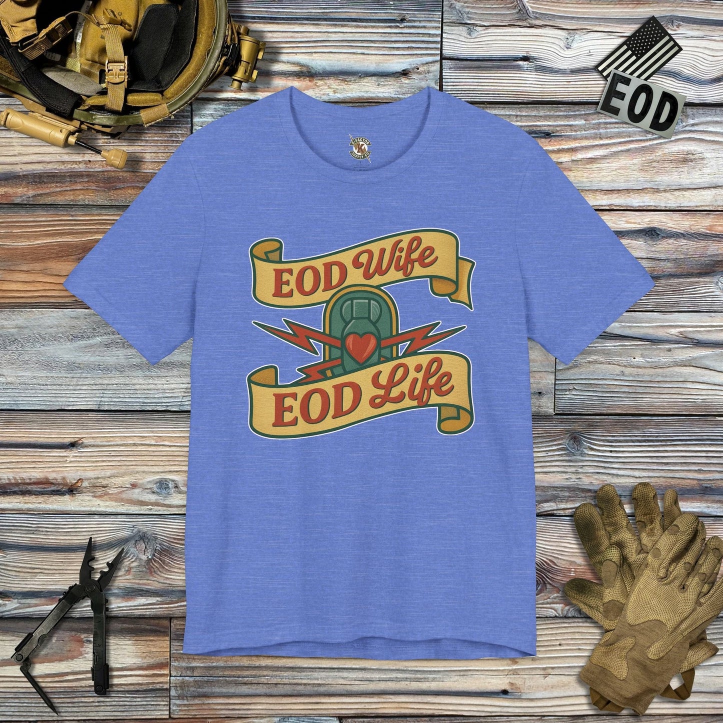K-Factor Supply Co EOD Wife EOD Life T-Shirt Heather Columbia Blue / S