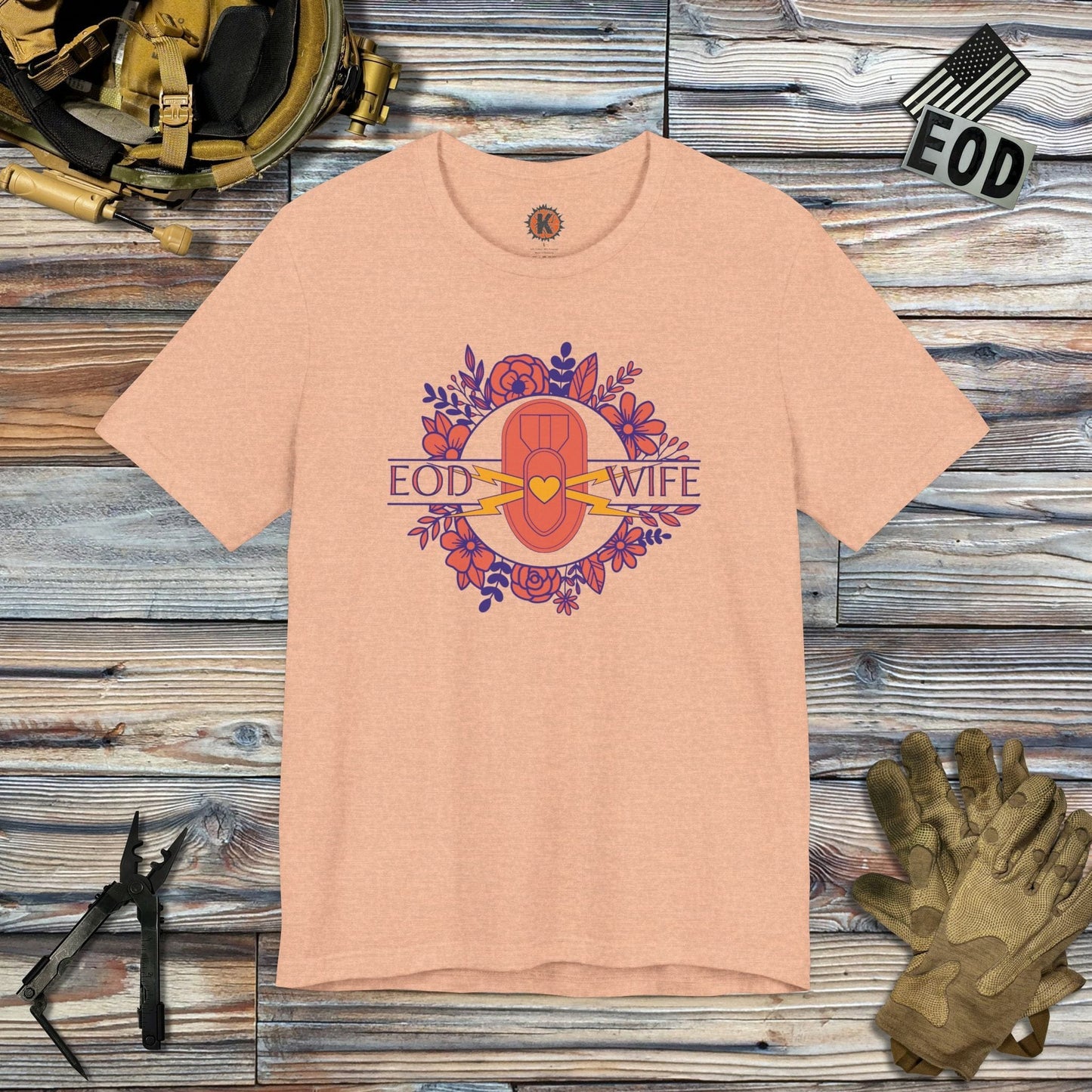 K-Factor Supply Co EOD Wife (Mk 1 Mod 1) T-Shirt Heather Peach / S