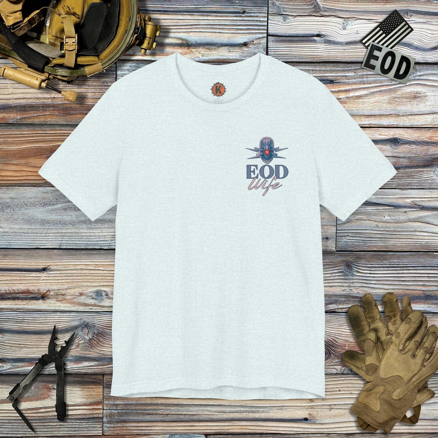 K-Factor Supply Co EOD Wife (Mk 2 Mod 1) T-Shirt Heather Ice Blue / S