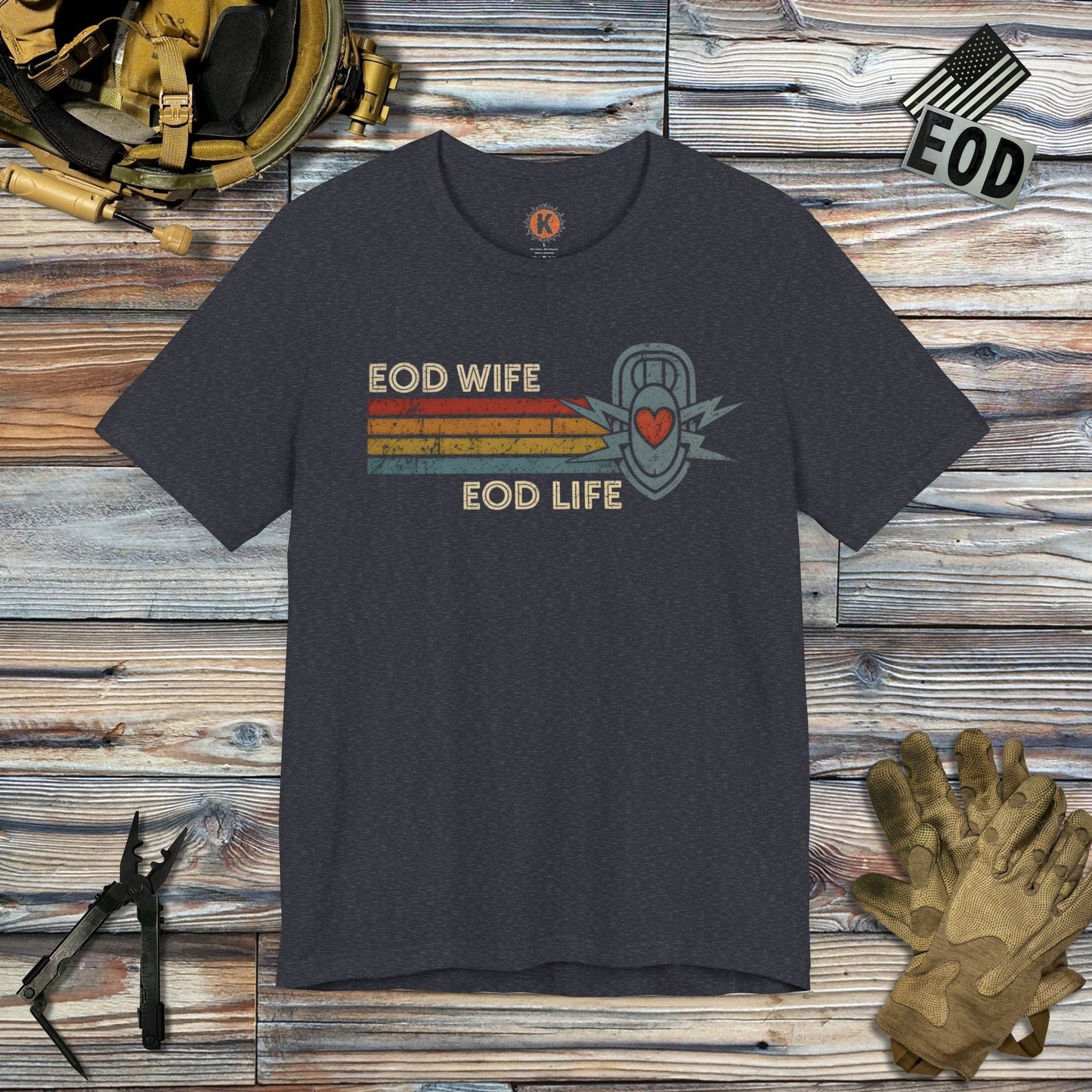 K-Factor Supply Co EOD Wife Retro T-Shirt Heather Navy / S
