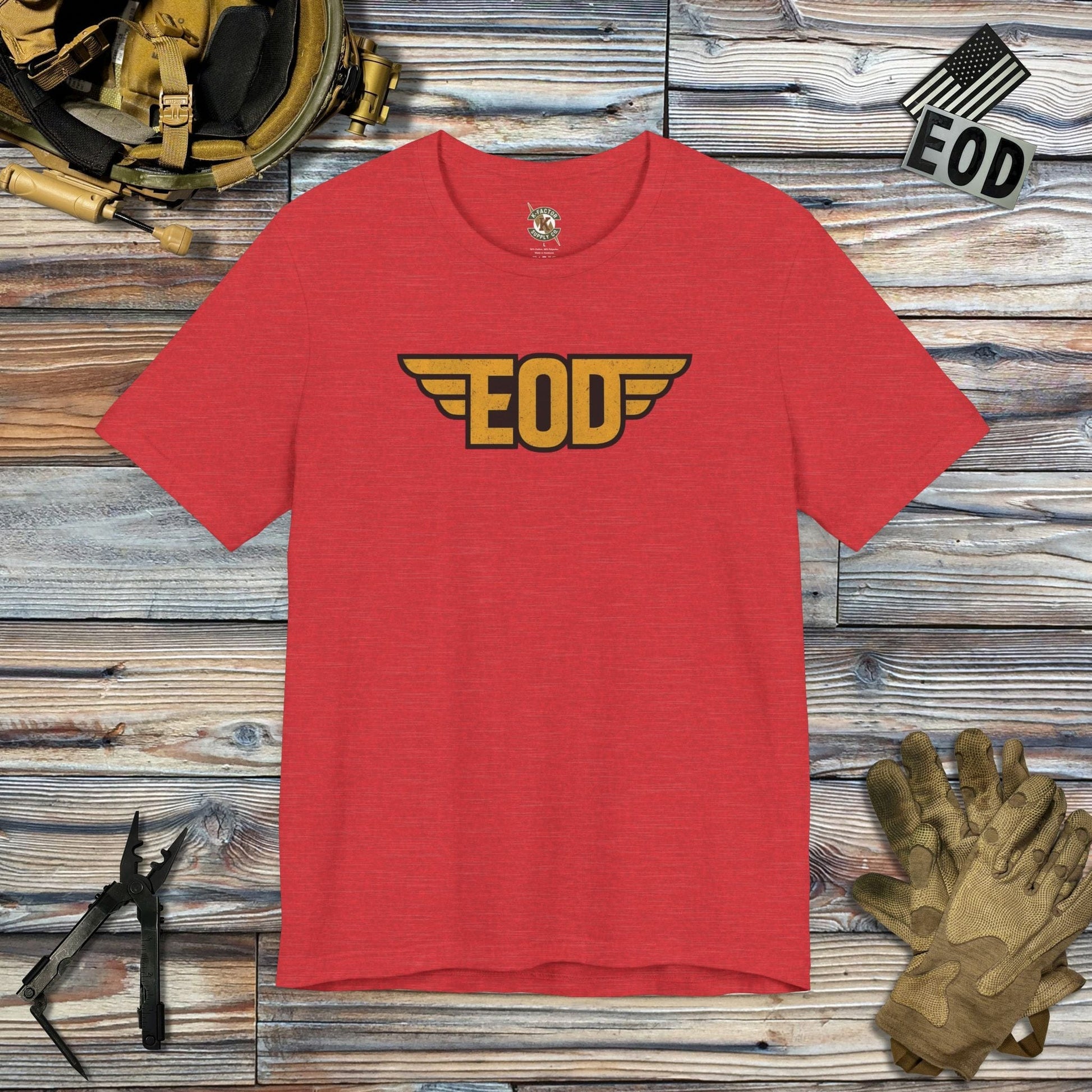 K-Factor Supply Co EOD Wings T-Shirt Heather Red / S