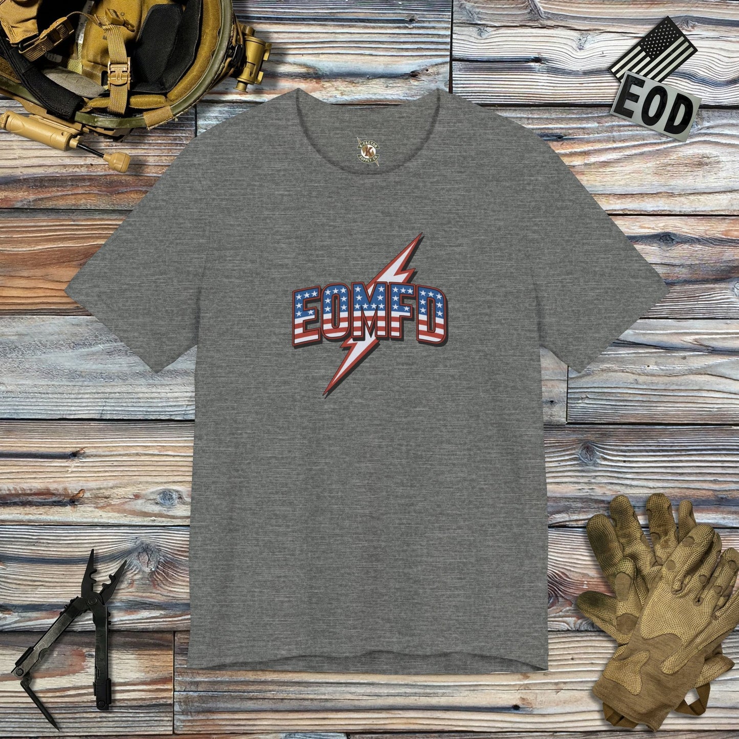 K-Factor Supply Co EOMFD Freedom Bolt T-Shirt Deep Heather / S