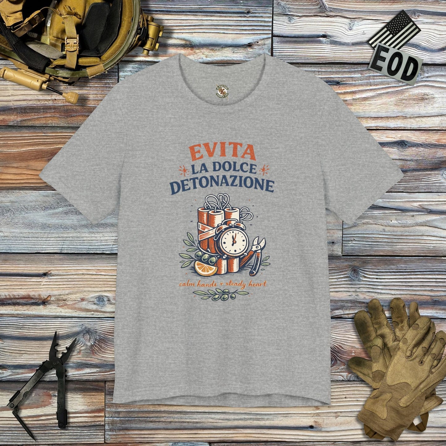 K-Factor Supply Co Evita La Dolce Detonazione T-Shirt Athletic Heather / S