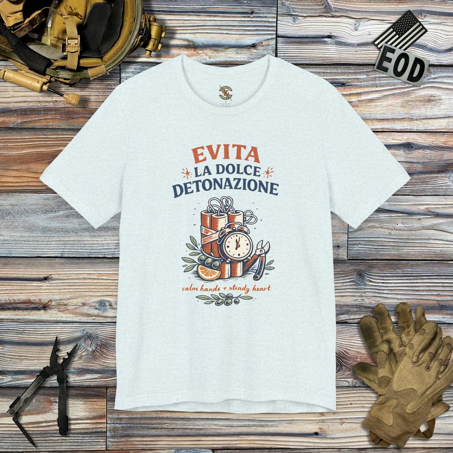 K-Factor Supply Co Evita La Dolce Detonazione T-Shirt Heather Ice Blue / S