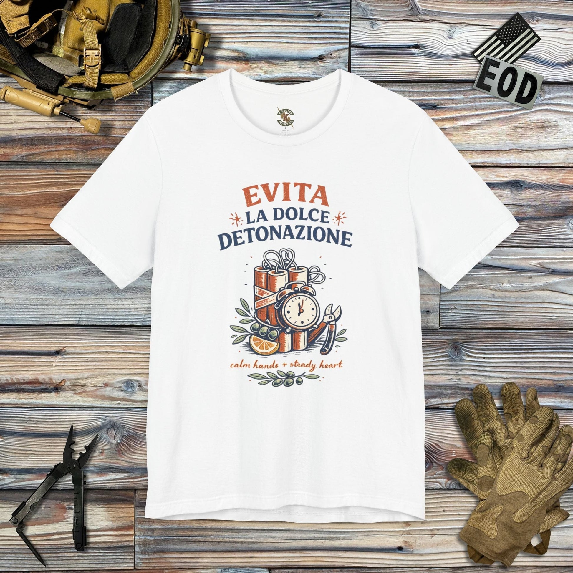 K-Factor Supply Co Evita La Dolce Detonazione T-Shirt White / S