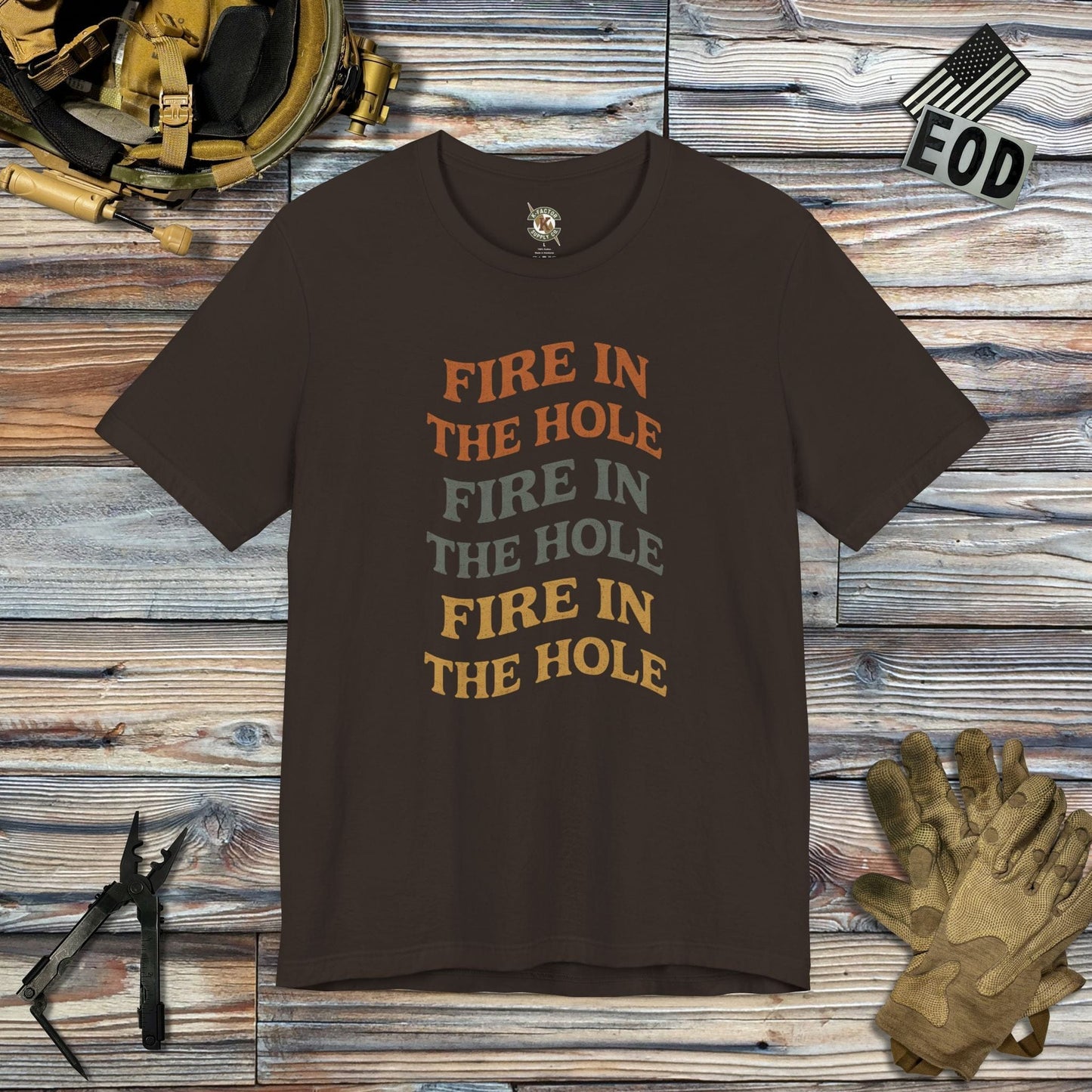 K-Factor Supply Co Fire in the Hole T-Shirt Brown / S