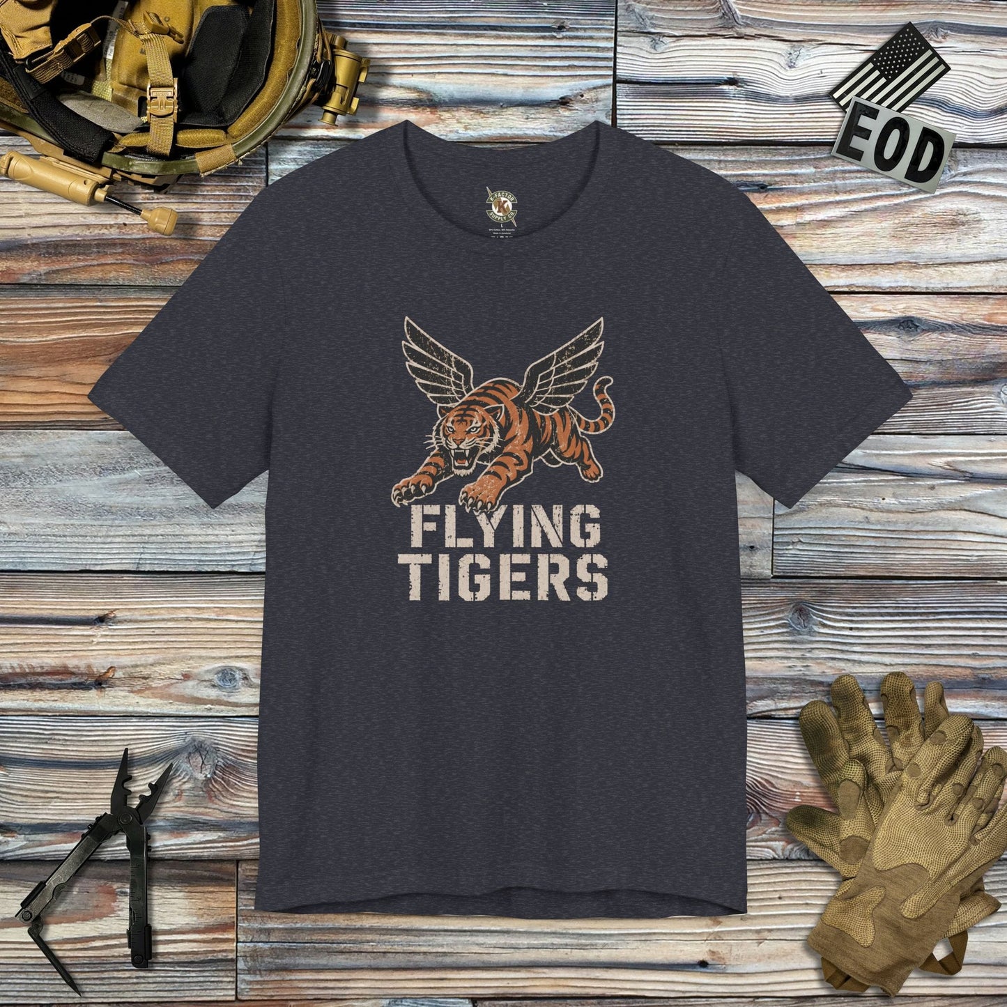 K-Factor Supply Co Flying Tigers T-Shirt Heather Navy / S