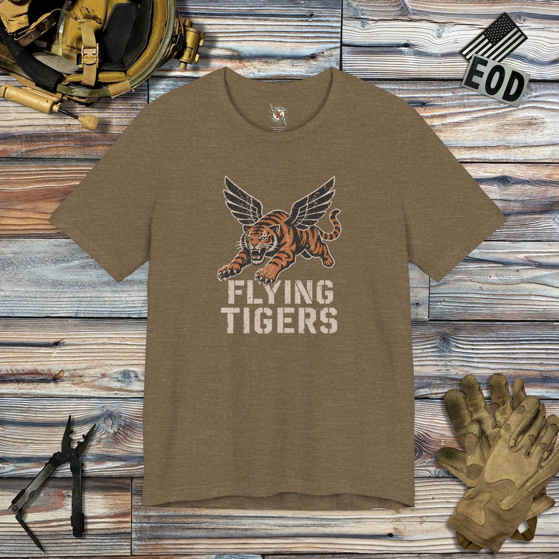 K-Factor Supply Co Flying Tigers T-Shirt Heather Olive / S