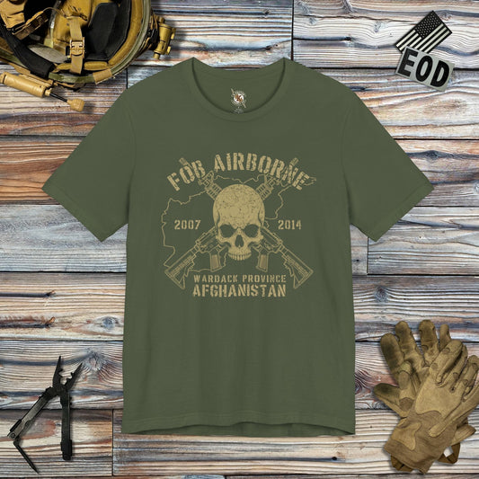 K-Factor Supply Co FOB Airborne - Skull & Carbines T-Shirt Military Green / S