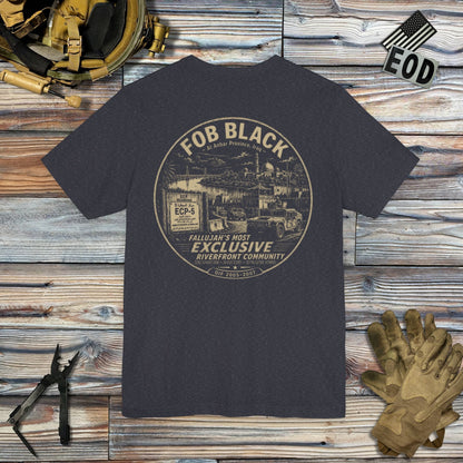 K-Factor Supply Co FOB Black Riverside Community (Back Print) T-Shirt Heather Navy / S