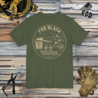 K-Factor Supply Co FOB Black Riverside Community (Back Print) T-Shirt Military Green / S