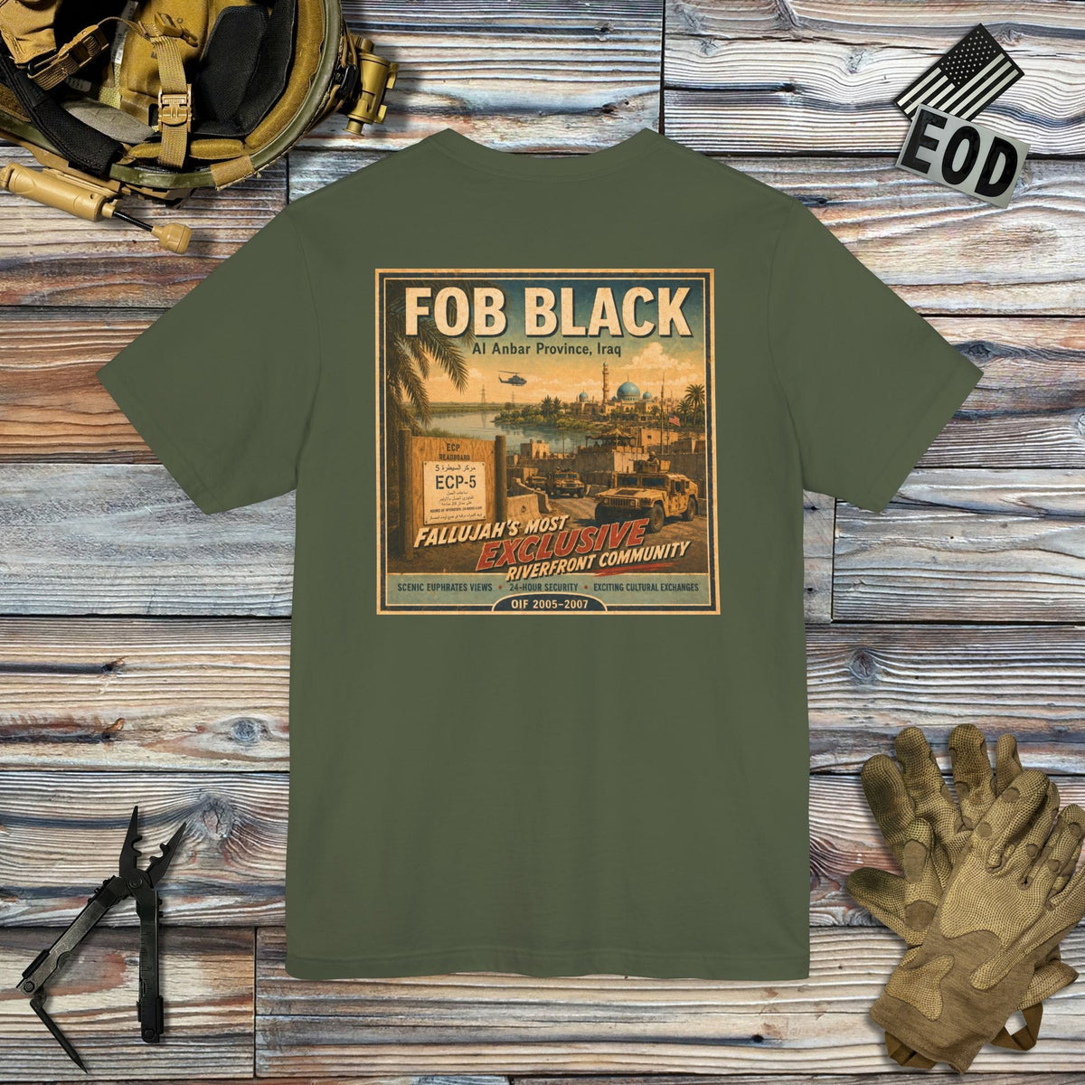 K-Factor Supply Co FOB Black Travel (Back Print) T-Shirt
