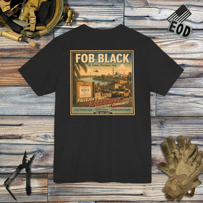 K-Factor Supply Co FOB Black Travel (Back Print) T-Shirt