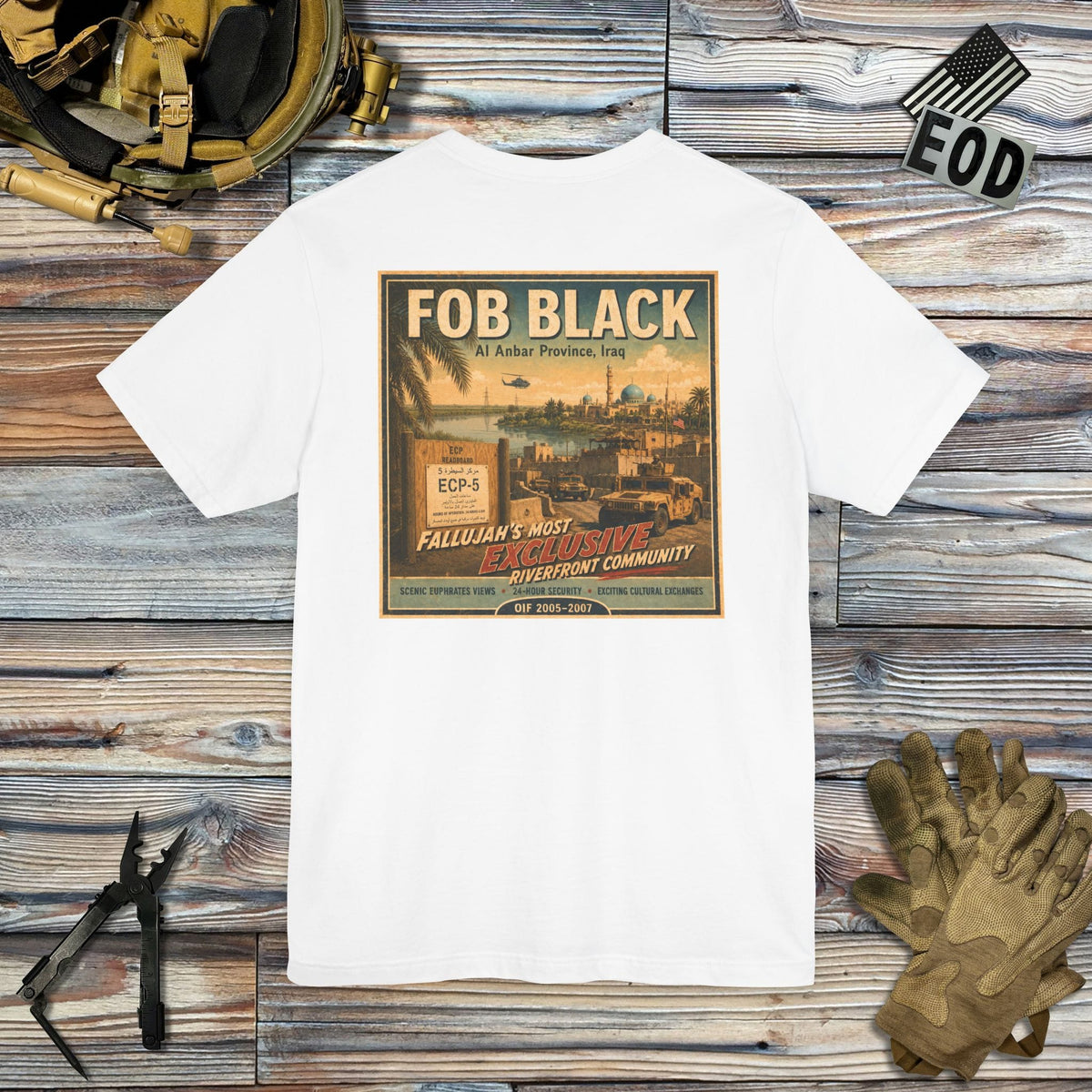 K-Factor Supply Co FOB Black Travel (Back Print) T-Shirt