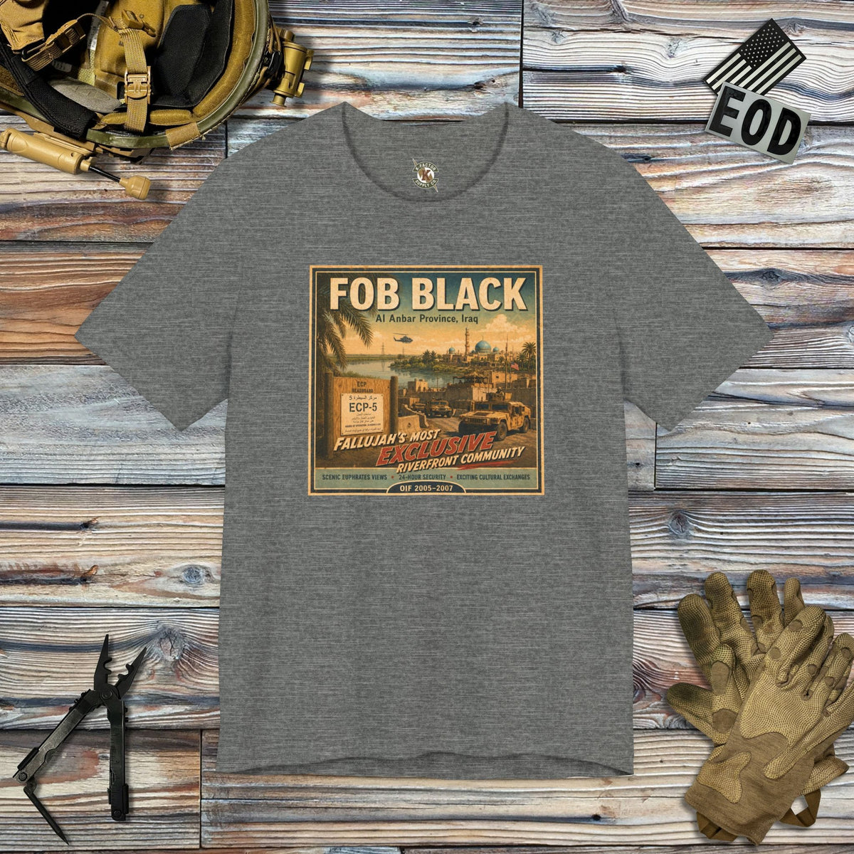 K-Factor Supply Co FOB Black Travel T-Shirt Deep Heather / M