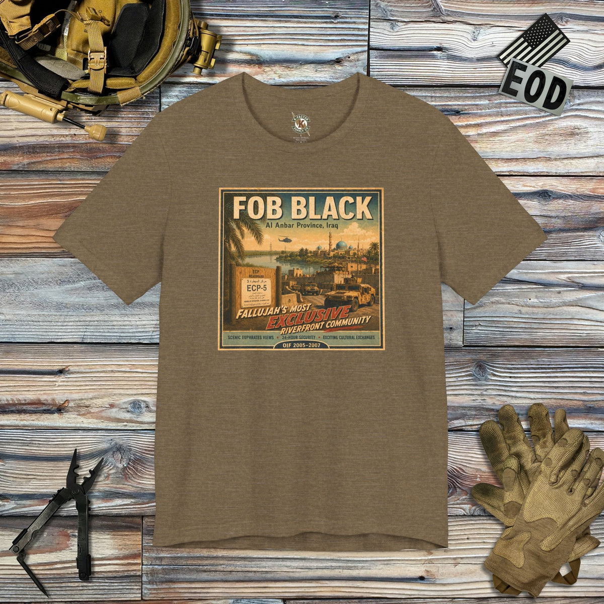 K-Factor Supply Co FOB Black Travel T-Shirt Heather Olive / S