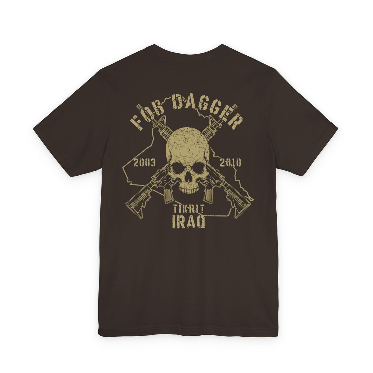 K-Factor Supply Co FOB Dagger - Skull & Carbines (Back Print) T-Shirt Brown / S