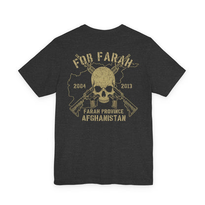 K-Factor Supply Co FOB Farah - Skull & Carbines (Back Print) T-Shirt Dark Grey Heather / S