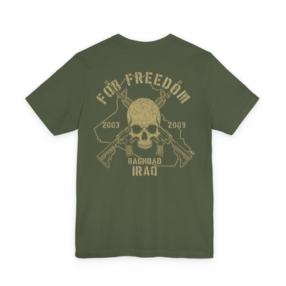 K-Factor Supply Co FOB Freedom - Skull & Carbines (Back Print) T-Shirt Military Green / S