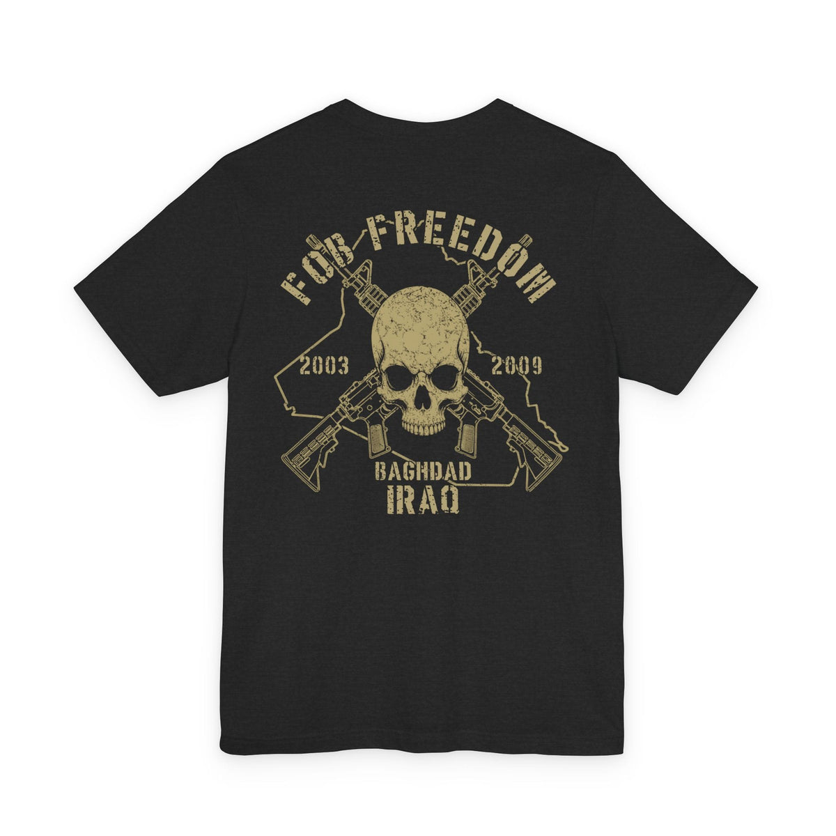 K-Factor Supply Co FOB Freedom - Skull & Carbines (Back Print) T-Shirt Solid Black Blend / S