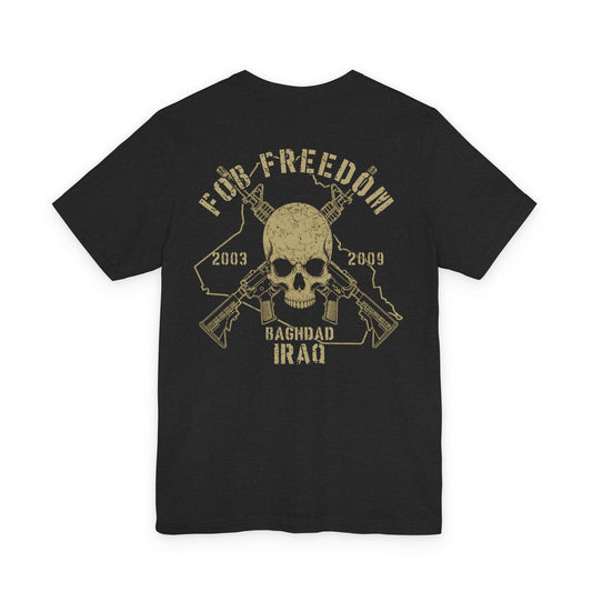 K-Factor Supply Co FOB Freedom - Skull & Carbines (Back Print) T-Shirt Solid Black Blend / S