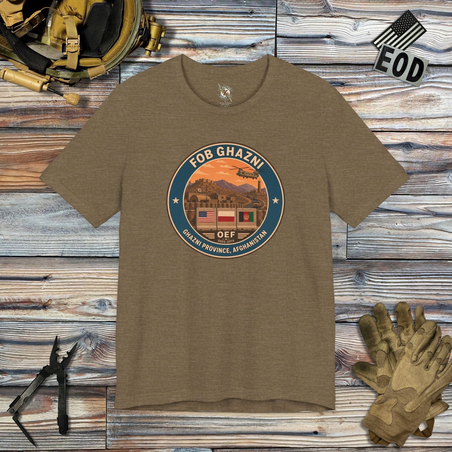 K-Factor Supply Co FOB Ghazni Icon Mk 1 T-Shirt Heather Olive / S