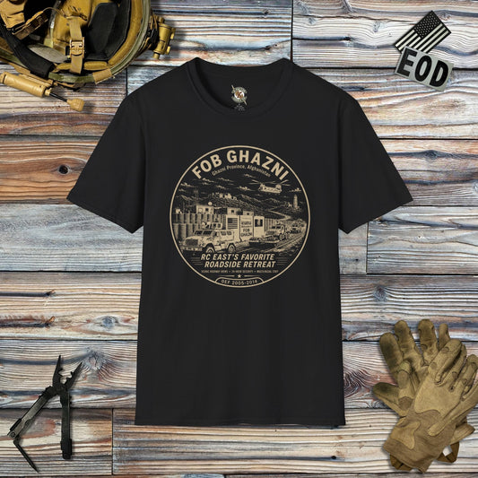 K-Factor Supply Co FOB Ghazni Roadside Retreat (B+T) T-Shirt Black / 2XL