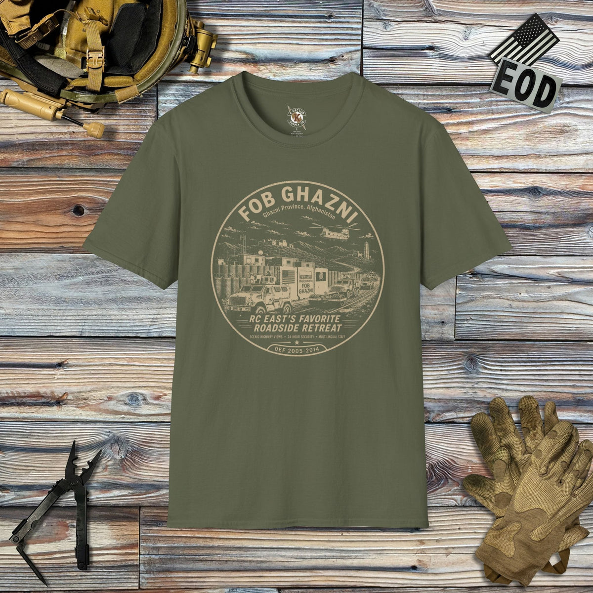 K-Factor Supply Co FOB Ghazni Roadside Retreat (B+T) T-Shirt Military Green / 2XL