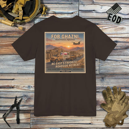 K-Factor Supply Co FOB Ghazni Travel (Back Print) T-Shirt