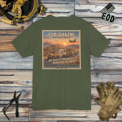 K-Factor Supply Co FOB Ghazni Travel (Back Print) T-Shirt