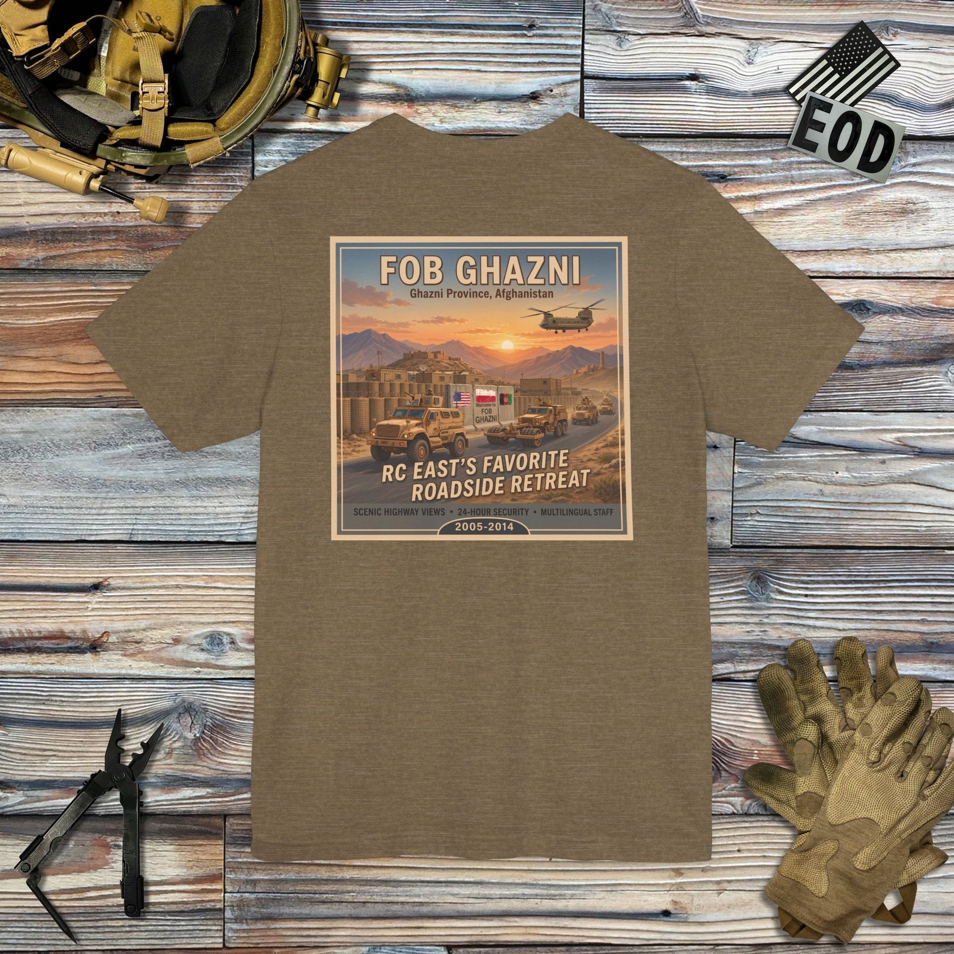K-Factor Supply Co FOB Ghazni Travel (Back Print) T-Shirt