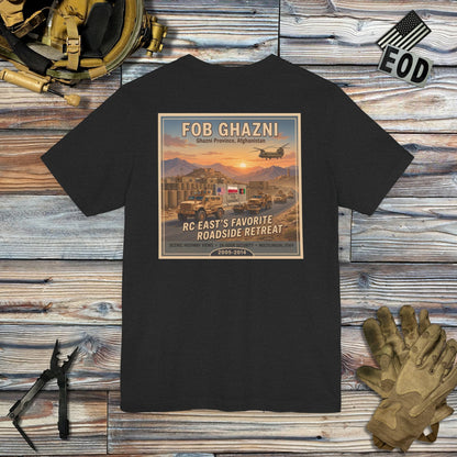 K-Factor Supply Co FOB Ghazni Travel (Back Print) T-Shirt