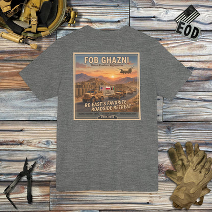K-Factor Supply Co FOB Ghazni Travel (Back Print) T-Shirt Deep Heather / M