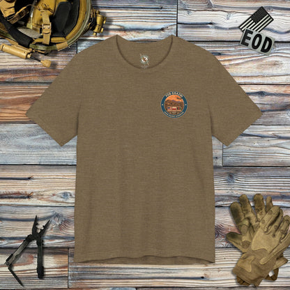 K-Factor Supply Co FOB Ghazni Travel (Back Print) T-Shirt Heather Olive / S