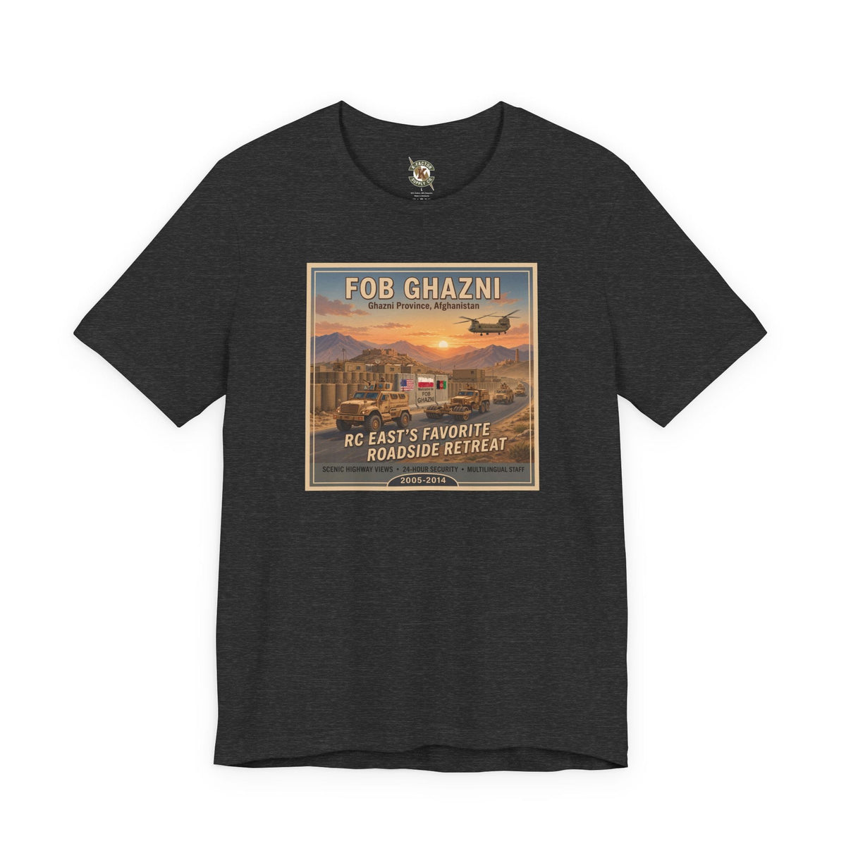 K-Factor Supply Co FOB Ghazni Travel T-Shirt Dark Grey Heather / S
