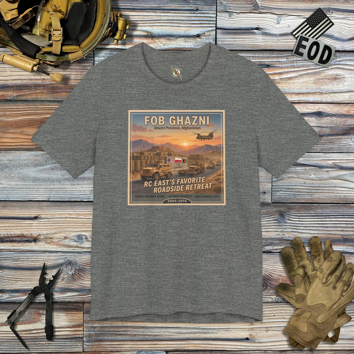 K-Factor Supply Co FOB Ghazni Travel T-Shirt Deep Heather / M