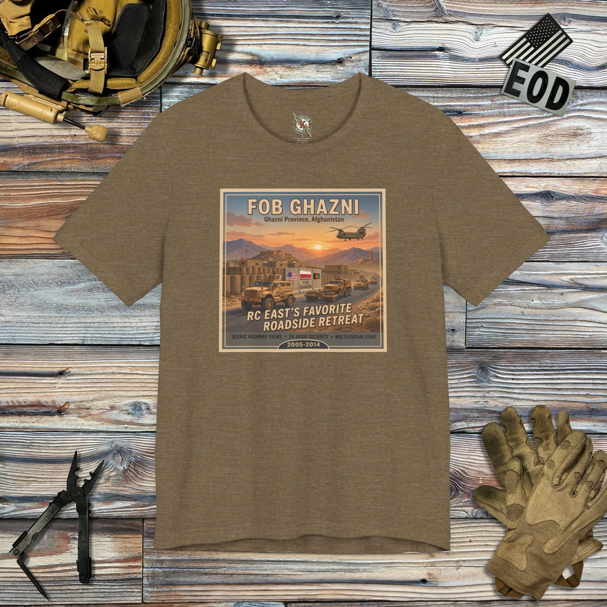 K-Factor Supply Co FOB Ghazni Travel T-Shirt Heather Olive / S