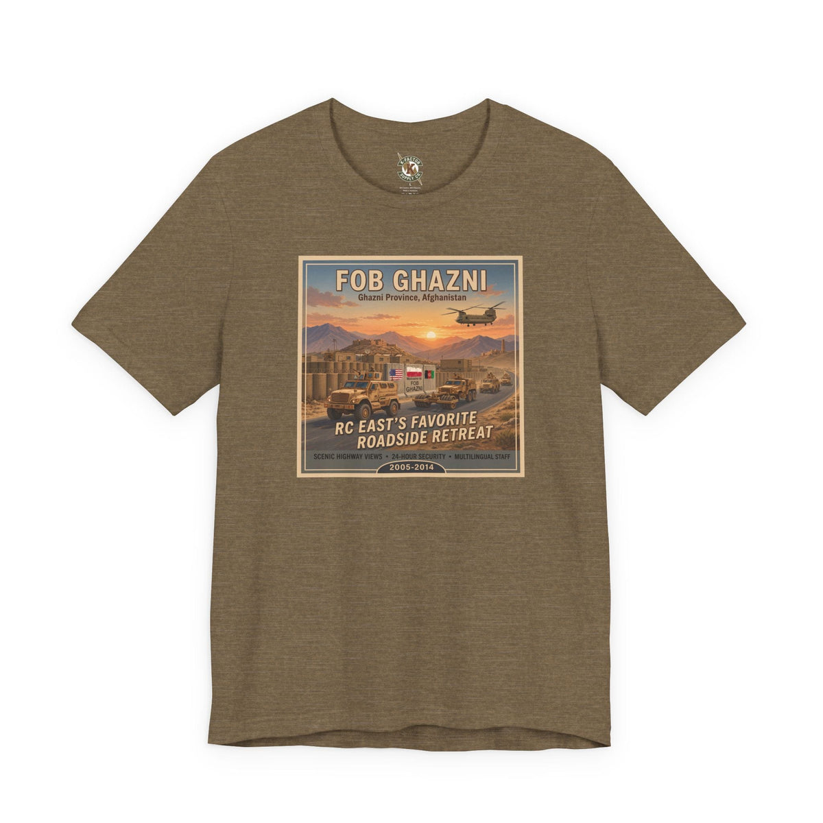 K-Factor Supply Co FOB Ghazni Travel T-Shirt Heather Olive / S