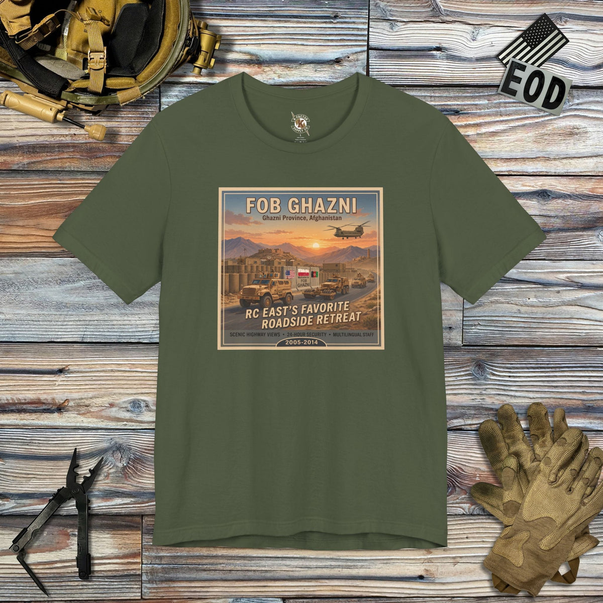 K-Factor Supply Co FOB Ghazni Travel T-Shirt Military Green / S