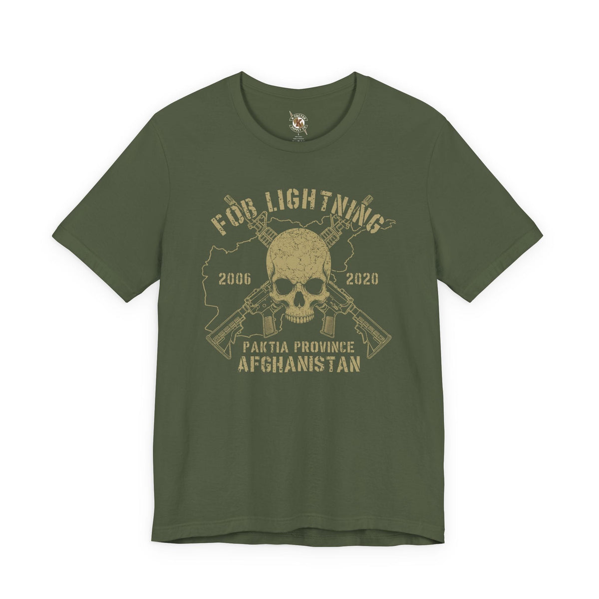 K-Factor Supply Co FOB Lightning - Skulls & Carbines T-Shirt Military Green / S