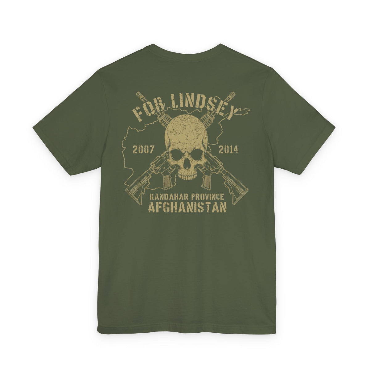K-Factor Supply Co FOB Lindsey - Skull & Carbines (Back Print) T-Shirt